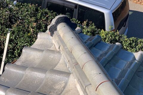 鬼瓦漆喰作業